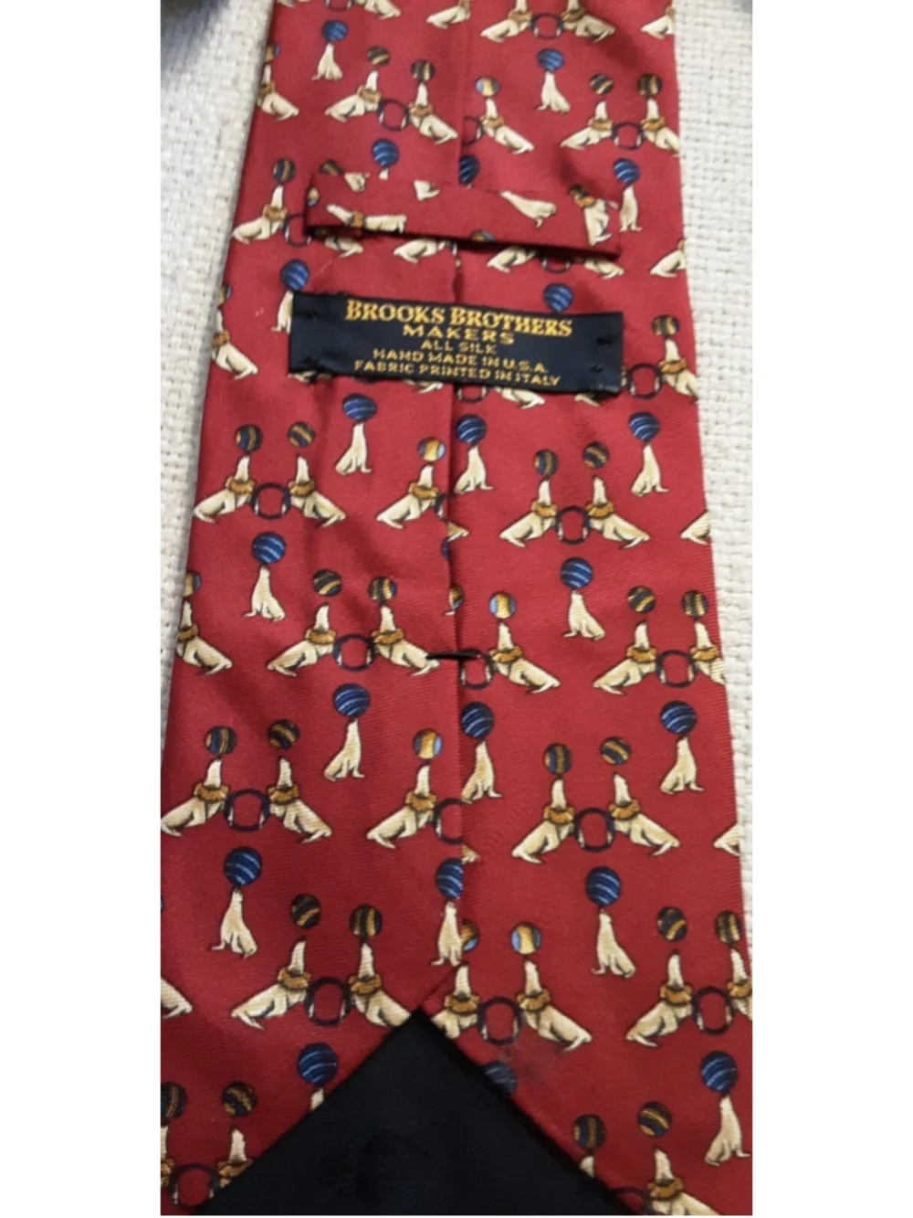 BROOKS BROS Two 2 Classic Red SILK TIES Seals-Italy  Rep Stripe-England